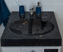 Stella Polare Раковина под стиральную машину Миро 60х60, черный мрамор – фотография-1